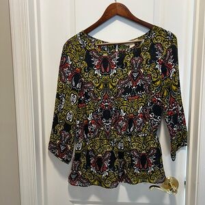 Banana Republic Semi-Sheer Navy Print Top Women’s Small
